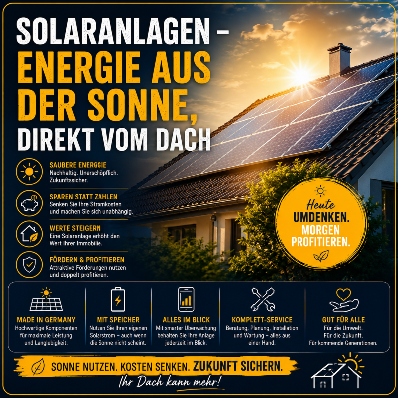 Solaranlagen &ndash; Energie aus der Sonne, direkt vom Dach