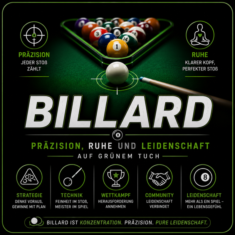 Billard &ndash; Pr&auml;zision, Ruhe und Leidenschaft auf gr&uuml;nem Tuch